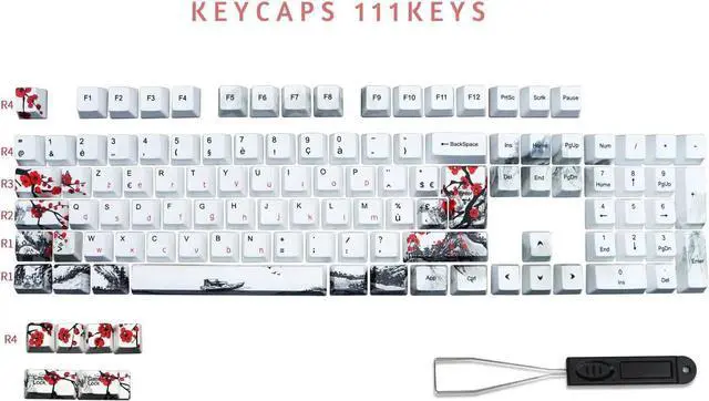 Alt view image 2 of 5 - MOLGRIA Keycaps 111 Set for 62 105 109 Mechanical Keyboard, Custom PBT OEM Profile Key Caps for French with Keycap Puller for Gateron Kailh Cherry MX Switch ISO Layout Keyboard(Plum Blossom)