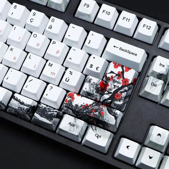 Alt view image 5 of 5 - MOLGRIA Keycaps 111 Set for 62 105 109 Mechanical Keyboard, Custom PBT OEM Profile Key Caps for French with Keycap Puller for Gateron Kailh Cherry MX Switch ISO Layout Keyboard(Plum Blossom)