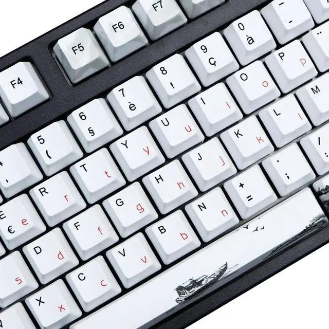 Alt view image 4 of 5 - MOLGRIA Keycaps 111 Set for 62 105 109 Mechanical Keyboard, Custom PBT OEM Profile Key Caps for French with Keycap Puller for Gateron Kailh Cherry MX Switch ISO Layout Keyboard(Plum Blossom)