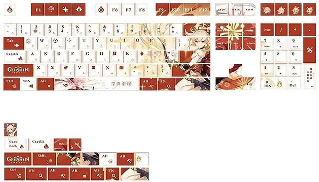 Main image of Glacier Genshin Impact Keycaps Full Set for Mechanical Keyboard, Cherry Profile PBT Dye-Sublimation, Compatible with 60%/65%/75%/80%/96%/100% Layout, Free Keycaps Puller Included (Yoimiaya)