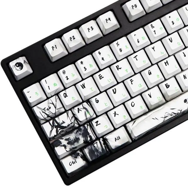 Main image of MOLGRIA Keycaps 110 Set Ink Panda for Full Sized Keyboard, Custom PBT OEM Profile Key Caps with Japanese Font for Cherry MX Gateron Khail Switches 60 Percent Gaming Keyboard