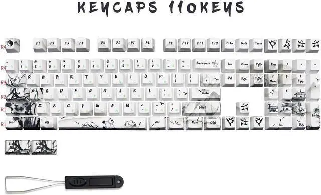 Alt view image 5 of 5 - MOLGRIA Keycaps 110 Set Ink Panda for Full Sized Keyboard, Custom PBT OEM Profile Key Caps with Japanese Font for Cherry MX Gateron Khail Switches 60 Percent Gaming Keyboard