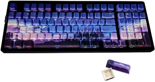 Main image of JSJT PBT Keycaps-Side Printed Keycap Set Double Shot Shine Through Custom Keycap 126 Keys Cherry Profile Gradient Purple Dawn Themed Keycaps for Cherry Mx Switchs Mechanical Keyboard