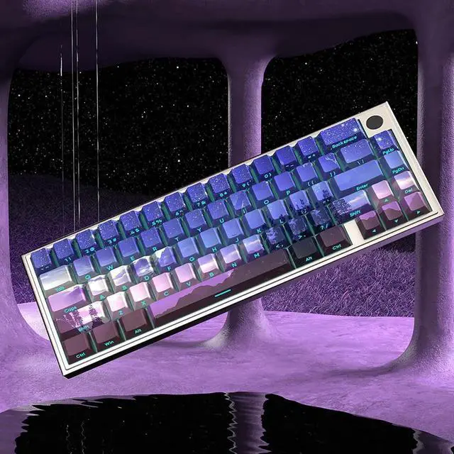 Alt view image 3 of 5 - JSJT PBT Keycaps-Side Printed Keycap Set Double Shot Shine Through Custom Keycap 126 Keys Cherry Profile Gradient Purple Dawn Themed Keycaps for Cherry Mx Switchs Mechanical Keyboard