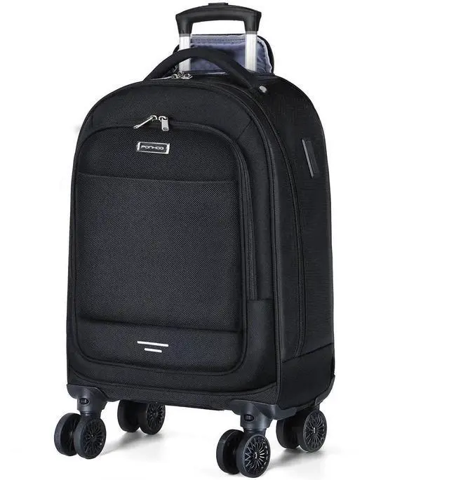 Main image of Ponhog Rolling Backpack with 4 Wheels, 15.6 Inch Travel Laptop Backpack for Women Men, Water Resistant Roller with USB Charging Port, Airline Approved Wheeled Work Bag, Black