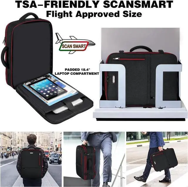 Alt view image 2 of 5 - Mogplof Carry on Backpack for Men, 19.5"x14"x6" Expandable Travel Backpack Flight Approved, Extra Large Backpack Suitcase, Water Resistant Luggage Backpack Fit for 17 17.3 Inch Laptop, Black