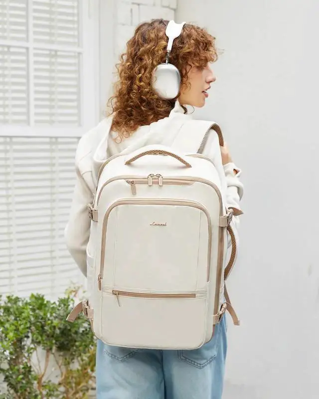 Alt view image 3 of 5 - LOVEVOOK Travel Backpack for Women & Men, 50L Large Carry On Backpack Airline Approved, TSA Personal Item Weekender Bag, Water Resistant Laptop Backpacks with 3 Packing Cubes for Travel Essentials