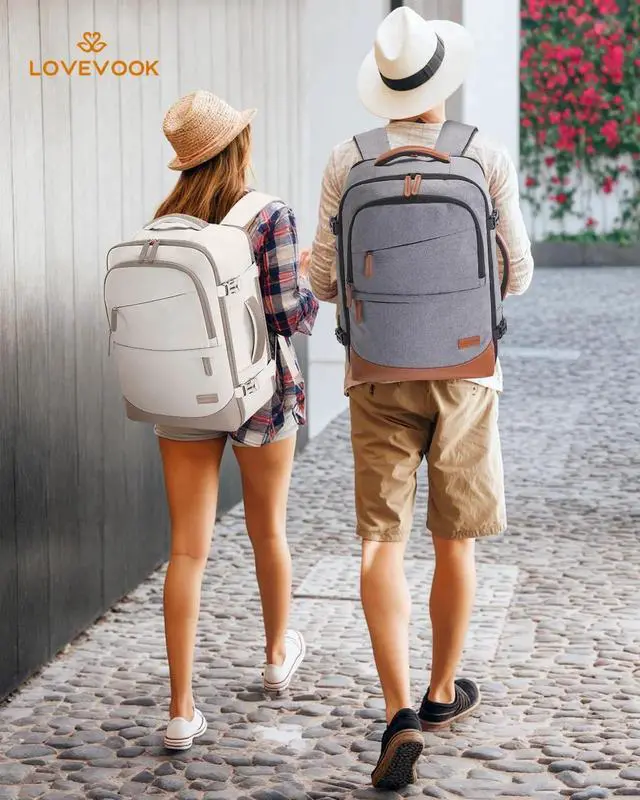 Alt view image 5 of 5 - LOVEVOOK Travel Backpack for Women & Men, 50L Carry on Backpack Airline Approved, Large TSA Personal Item Travel Bag fits 17.3" Laptop, Business Weekender Bag for Essentials, 4Pcs