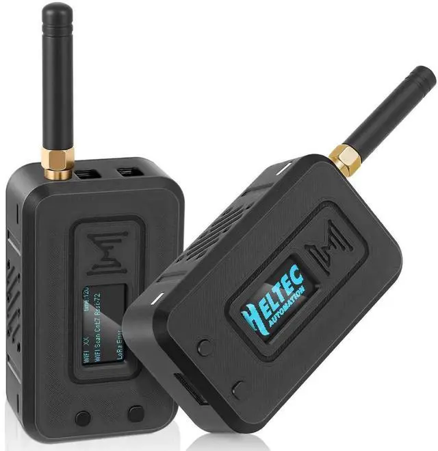 Main image of 2 Set ESP32 Lo Ra V3 Module Board with 915 MHz Antenna + 3000mAh Battery + Case - Integrated WiFi Blue Tooth SX1262 CP2102 0.96 OLED Display Type C for Ar duino Lo ra Mesh Tastic IoT (N35, Black)