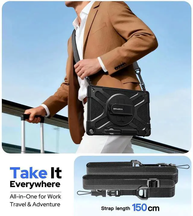 Alt view image 5 of 5 - BRAECNstock Case for Microsoft Surface Pro 12 inch 1st Edition 2025, Rugged Protective with Rotating Hand Strap & Stand, Shoulder Strap, Pencil Holder, Compatible with Type Cover Keyboard, Black