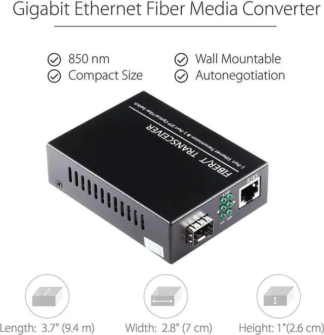 Alt view image 4 of 5 - Open SFP Slot A Pair of 1.25G/s Gigabit Fiber Ethernet Media Converter 10/100/1000Base-Tx to 1000Base-SX SMF RJ45 to SFP Slot, Support SFP Gigabit modules up to 120KM(2 Pack)