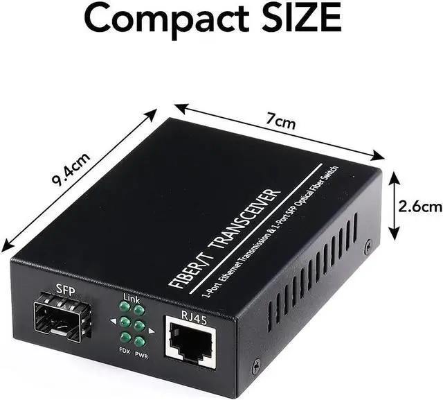 Alt view image 5 of 5 - Open SFP Slot A Pair of 1.25G/s Gigabit Fiber Ethernet Media Converter 10/100/1000Base-Tx to 1000Base-SX SMF RJ45 to SFP Slot, Support SFP Gigabit modules up to 120KM(2 Pack)