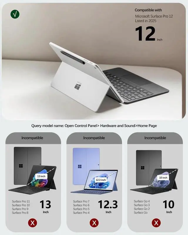 Alt view image 2 of 5 - SSS·GRGB Case fit Microsoft Surface Pro 12-Inch 1st Edition 2025, Multiple Angle Viewing Portfolio Business Cover with Stylus Holder & Pocket, Compatible with Type Cover Keyboard (Black)