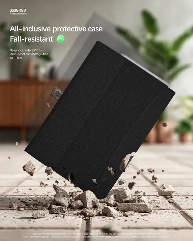 Alt view image 3 of 5 - SSS·GRGB Case fit Microsoft Surface Pro 12-Inch 1st Edition 2025, Multiple Angle Viewing Portfolio Business Cover with Stylus Holder & Pocket, Compatible with Type Cover Keyboard (Black)