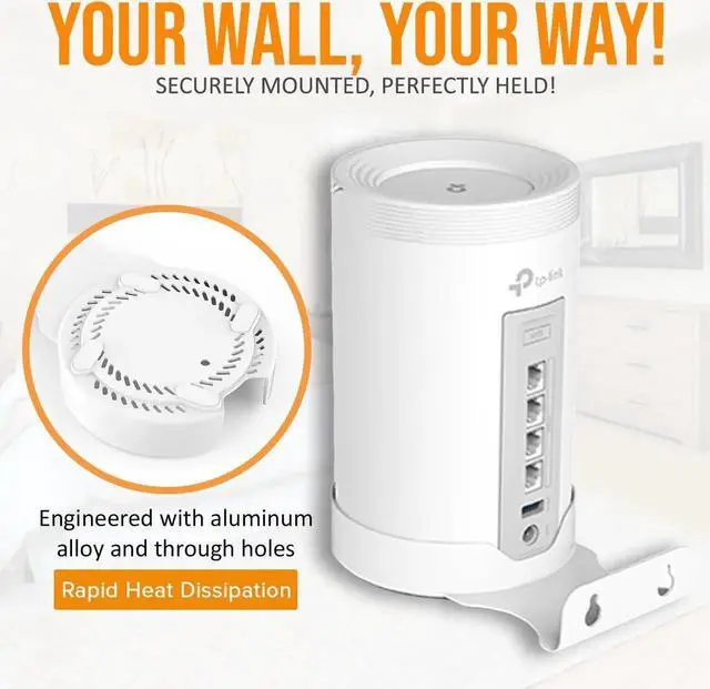 Alt view image 4 of 5 - Bangcheer Wall Mount for TP-Link Deco BE75/BE85/BE95/BE17000/BE22000/BE33000 Whole Home Mesh WiFi 7, Upgrade Stable Saving Space Aluminum Alloy Wall Hanging Bracket Holder (3Pack,White)