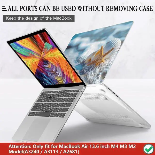 Alt view image 3 of 5 - CISSOOK Compatible with MacBook Air 13.6 inch Case 2025 2024 2022 Release M4 A3240 M3 A3113 M2 A2681, Plastic Hard Shell Protective Case with Keyboard Cover Screen Protector, Beach&Shell