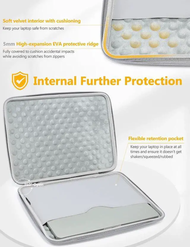 Alt view image 4 of 5 - HYZUO 13.3-14 Inch Hard Shell Laptop Sleeve Case for MacBook Pro 14 M5/M4/M3/M2/M1, MacBook Pro/Air 13, Dell Pro 13/14 Premium, XPS 13, 13.8"-13" Surface Laptop, HP Spectre X360 13/14, Rock Gray