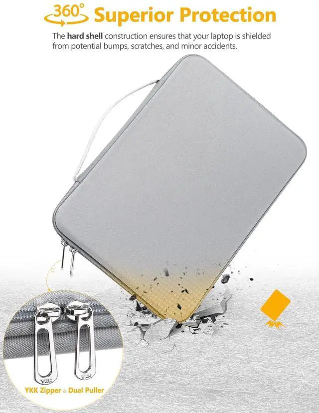 Alt view image 3 of 5 - HYZUO 13.3-14 Inch Hard Shell Laptop Sleeve Case for MacBook Pro 14 M5/M4/M3/M2/M1, MacBook Pro/Air 13, Dell Pro 13/14 Premium, XPS 13, 13.8"-13" Surface Laptop, HP Spectre X360 13/14, Rock Gray