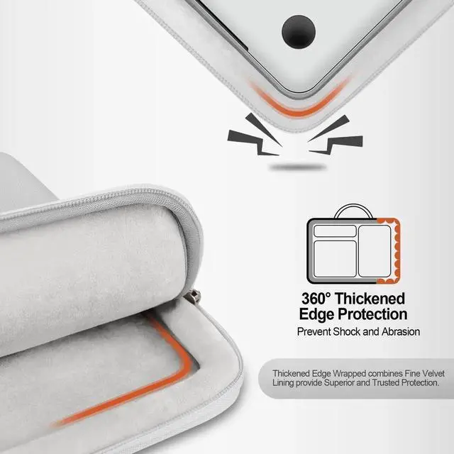 Alt view image 5 of 5 - Lacdo 360° Protective Laptop Sleeve Case for MacBook Air/Pro, 13-13.3 inch Notebook, 14 inch New MacBook Pro M5/M4/M3/M2/M1 A3434 A3112 A3401 A3185 A2992 A2918 2025-2021 Computer Bag, Gray