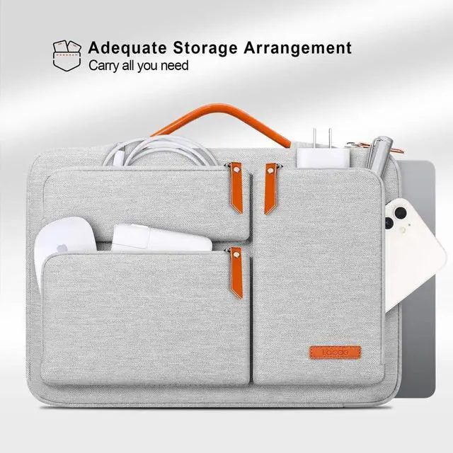 Alt view image 2 of 5 - Lacdo 360° Protective Laptop Sleeve Case for MacBook Air/Pro, 13-13.3 inch Notebook, 14 inch New MacBook Pro M5/M4/M3/M2/M1 A3434 A3112 A3401 A3185 A2992 A2918 2025-2021 Computer Bag, Gray