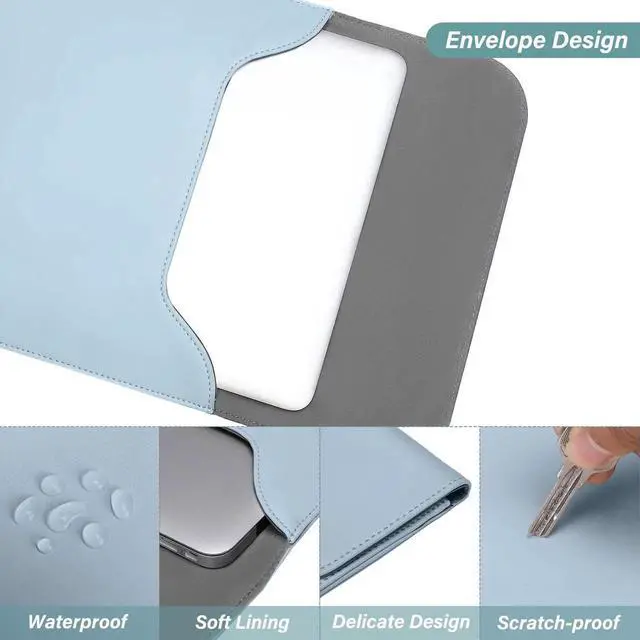 Alt view image 4 of 5 - MOSISO Laptop Case 13 inch, 13 inch Laptop Sleeve Compatible with MacBook Air M4 M3 M2 M1 2025-2018 / Pro M2 M1 2025-2016, Faux Suede Leather Case with Small Bag, Baby Blue