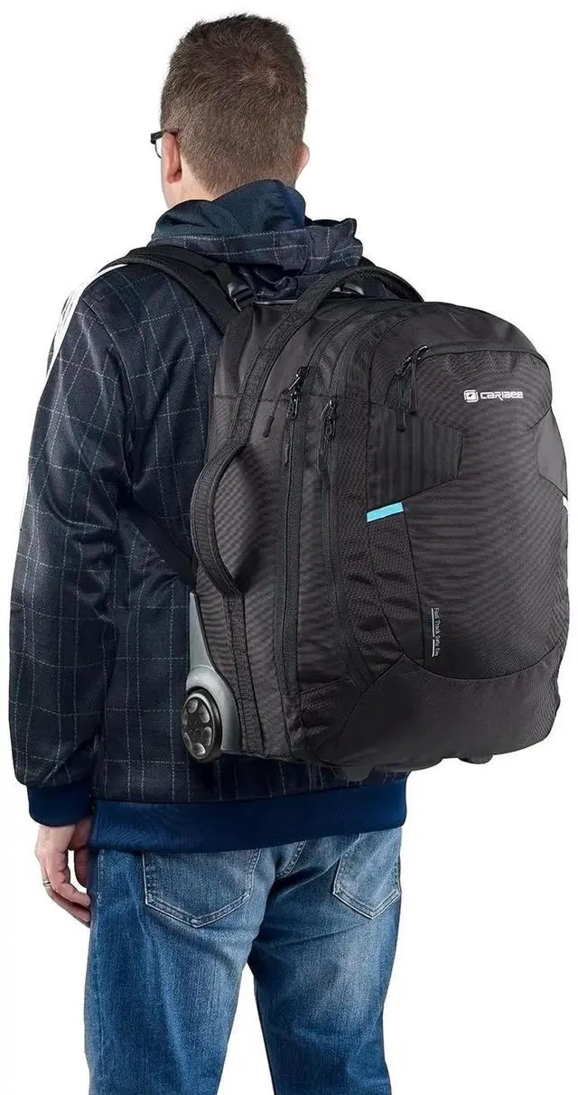 Alt view image 4 of 5 - Caribee Stratos 42L Hybrid Wheel Aboard laptop Trolley/Backpack, 54x36x30cm (21x14x12inch) lightweight