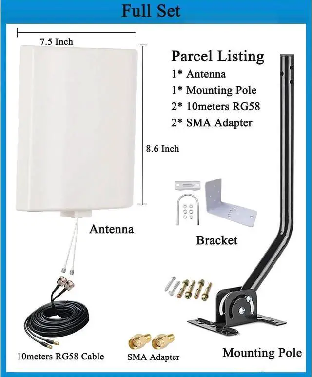 Alt view image 5 of 5 - SignalPlus Outdoor 2x2 MIMO Directional WiFi Antennas Long Range 2.4GHz/ 5.8GHz External Panel WiFi Antenna Kit for WiFi Router/Wireless Access Point/Camera with Detachable Antennas (Full Kit)