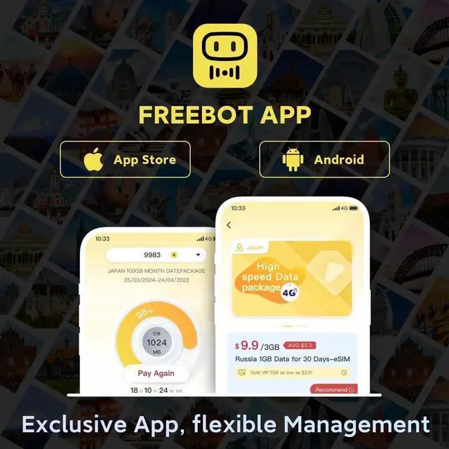 Alt view image 3 of 5 - FREEBOT Portable WiFi Hotspot for Travel, Mobile Hotspot Device 4G LTE Router, Pay As You Go WiFi Router, 150+ Countries Coverage, No Contract No SIM, Connects Up to 10 Devices (10GB 30 Days USA Data)