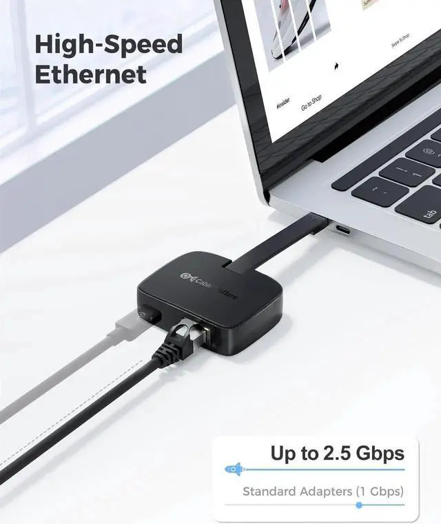 Alt view image 5 of 5 - Cable Matters USB C to 2.5 Gigabit Ethernet Adapter with 100W Charging (2.5g Ethernet to USB C Adapter) -Compatible with Thunderbolt 4, MacBook Pro, XPS, Surface Pro, Not Support Android or Chromecast