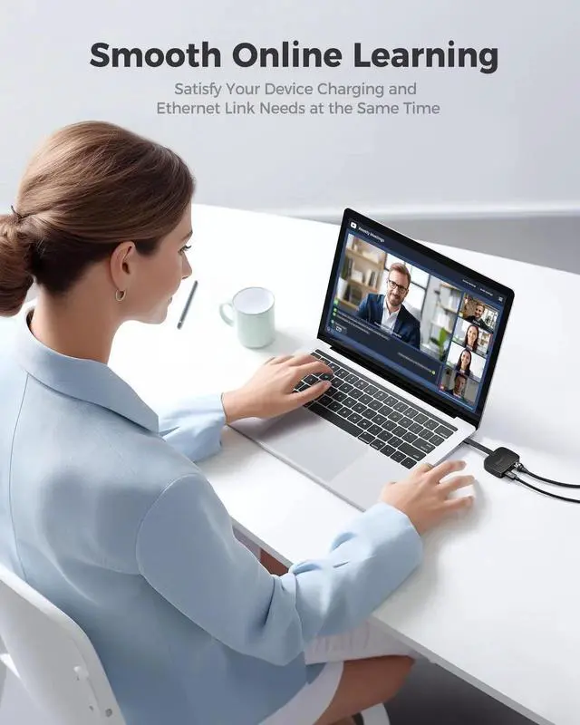 Alt view image 2 of 5 - Cable Matters USB C to 2.5 Gigabit Ethernet Adapter with 100W Charging (2.5g Ethernet to USB C Adapter) -Compatible with Thunderbolt 4, MacBook Pro, XPS, Surface Pro, Not Support Android or Chromecast