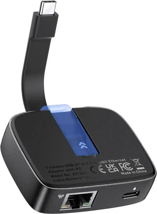 Main image of Cable Matters USB C to 2.5 Gigabit Ethernet Adapter with 100W Charging (2.5g Ethernet to USB C Adapter) -Compatible with Thunderbolt 4, MacBook Pro, XPS, Surface Pro, Not Support Android or Chromecast