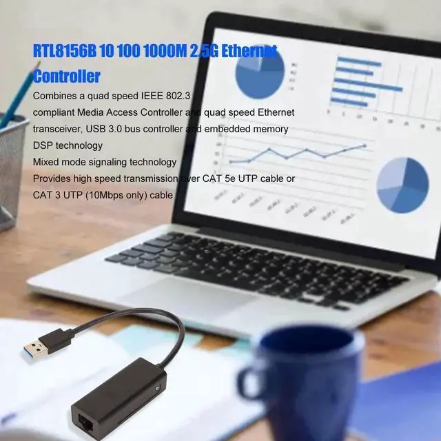 Alt view image 4 of 5 - ASHATA USB C to Ethernet Adapter, USB C to Ethernet RJ45 Adapter, RTL8156B 10 100 1000M 2.5G USB C to RJ45 Network Adapter, RJ45 to Type C Ethernet Network Adapter