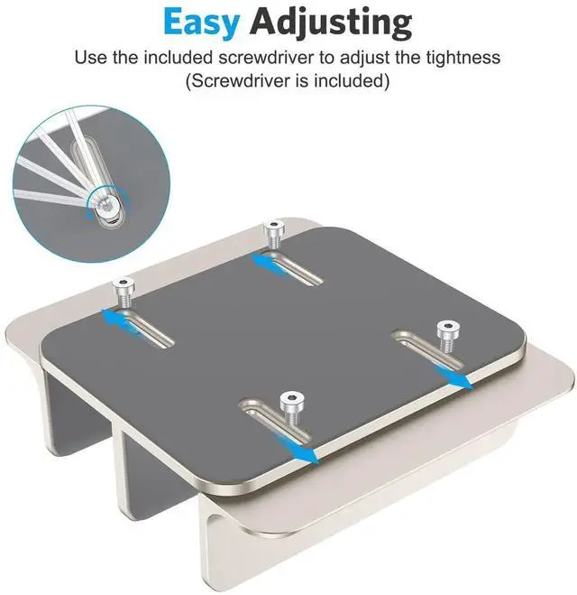 Alt view image 3 of 5 - OMOTON [Updated Dock Version Vertical Laptop Stand, Double Desktop Stand Holder with Adjustable Dock (Up to 17.3 inch), Fits All MacBook/Surface/Samsung/HP/Dell/Chrome Book (Starlight)