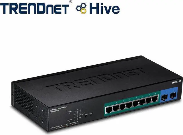 Alt view image 5 of 5 - TRENDnet 10-Port Gigabit Web Smart PoE+ Switch, 8 x Gigabit PoE+ Ports, 2 x SFP Slots, Vlan, QoS, IPv6 Support, 20Gbps Switching Capacity, 75W PoE Power Budget, Lifetime Protection, Black, TPE-082WS