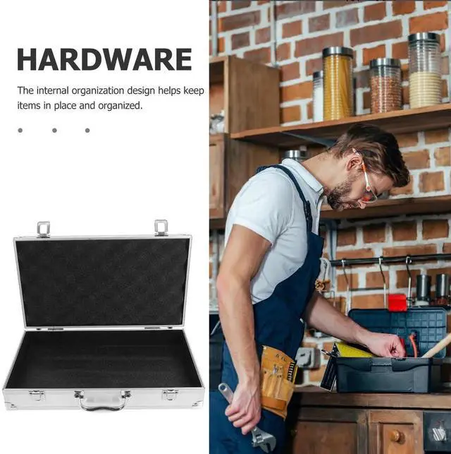 Alt view image 2 of 5 - ERINGOGO Aluminum Attache Case - 14inch Lock Metal Briefcase with Ripple Foam, Hard Aluminum Carrying Case, Universal Portable Tool Case for Laptop/Luggage/Instrument, White