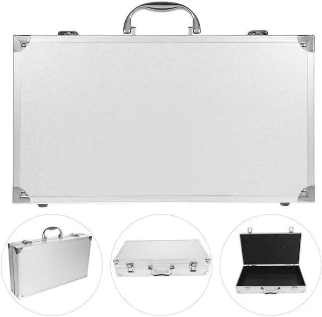 Alt view image 4 of 5 - ERINGOGO Aluminum Attache Case - 14inch Lock Metal Briefcase with Ripple Foam, Hard Aluminum Carrying Case, Universal Portable Tool Case for Laptop/Luggage/Instrument, White