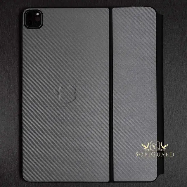 Alt view image 2 of 5 - SopiGuard Skin for iPad Pro Magic Keyboard 12.9 (iPad Pro A2229) Precision Edge-to-Edge Vinyl Sticker Top, Keyboard, and Rear Panel (3M Carbon Black)