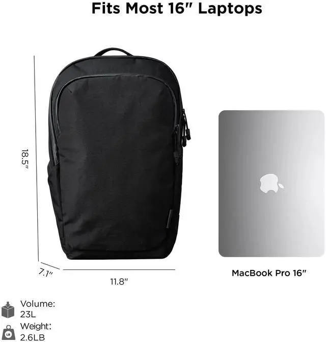 Alt view image 3 of 5 - ALPAKA Bravo Backpack 23L - Laptop Backpack Fits 16 Inch Computers, Water Bottle Holders, Fleece Lined Protection, Business Commuter Bag, Weatherproof Black Axoflux Material