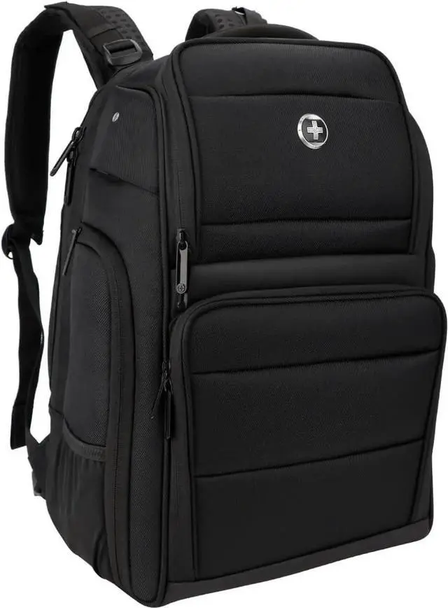 Main image of Swissdigital Design Fits 15.6 inch Large Laptop Backpack for Men and Women, Computer Bag with USB Charging Port and Vibrating Massager for Business/Travel/Commute Daily, Black | SENSOR