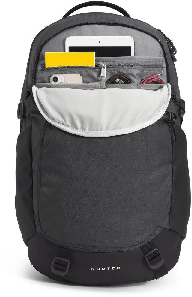 Alt view image 4 of 5 - THE NORTH FACE Router Everyday Laptop Backpack | Daypack with Water Repellent Finish, 17" Laptop Sleeve, Reflective Details, Asphalt Grey Light Heather/TNF Black-NPF, One Size