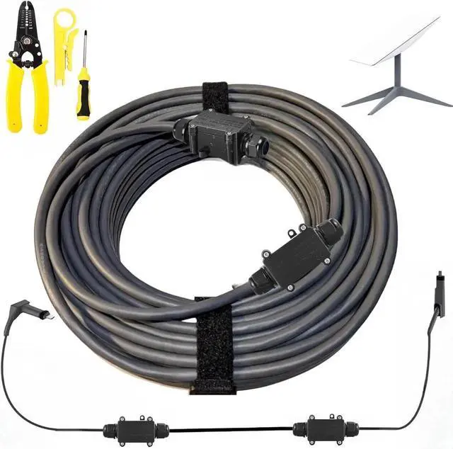 Main image of Galeith Starlink Cable Extension & Repair Kit, with 300ft Cable, SPEEDS UP to 1200Mbps, Starlink Replacement Cable, Waterproof Gray, 24AWG Copper, Grey