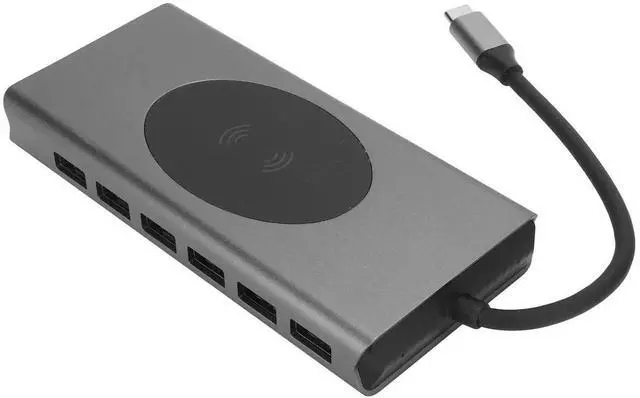 Alt view image 4 of 4 - USB C Docking Station, 10W Charging Computer Docking Station for Office (Grey)