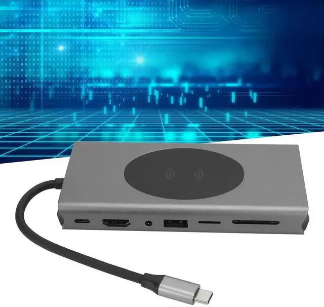 Alt view image 2 of 4 - USB C Docking Station, 10W Charging Computer Docking Station for Office (Grey)