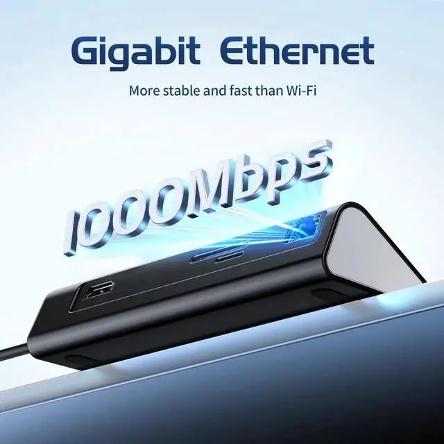 Alt view image 3 of 5 - intpw USB C Hub Ethernet, 10Gbps Laptop Docking Station 10-in-1, 4K@60Hz HDMI, 3 USB C/A 3.2 Data, LAN, 2 USB A 2.0, PD 100W, SD/TF Ports, 3.28FT Powered USB Hub for Laptop, PC, iPhone 16/15, Mac