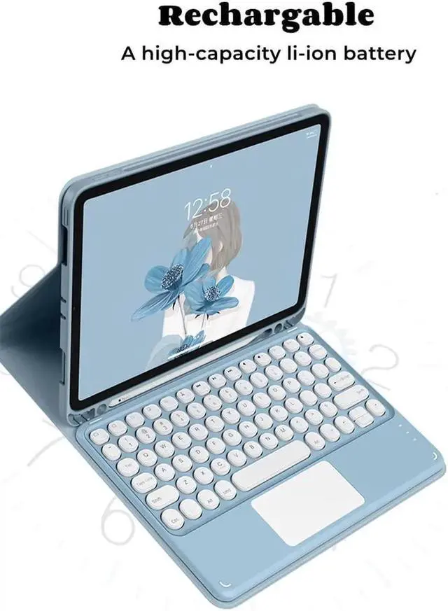 Alt view image 2 of 5 - AnMengXinLing Keyboard Case for iPad (A16) 11th 2025/iPad 10th Generation, Touchpad Detachable Keyboard with Pencil Holder -Slim Leather Folio Smart Cover for iPad11/iPad10 (Mint Green)