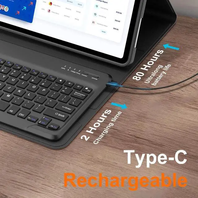 Alt view image 3 of 5 - D DINGRICH Keyboard Case for iPad Air 13 inch (M2) 2024, Smart Folio Cover with Pencil Holder, Rechargeable, Magnetic Wireless Keyboard for iPad Air 13, Only Compatible with Model A2898/A2899/A2900