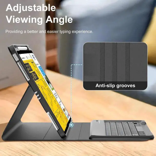 Alt view image 4 of 5 - D DINGRICH Keyboard Case for iPad Air 13 inch (M2) 2024, Smart Folio Cover with Pencil Holder, Rechargeable, Magnetic Wireless Keyboard for iPad Air 13, Only Compatible with Model A2898/A2899/A2900