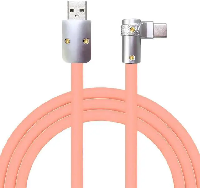 Main image of chubbycable FlexElbow Pro - 90 Degree Design 240W Fast Charge Cable Ultra-Thick Silicone Right Angle USB C Cable Phone Tablets Charging Cord, Pink, USB-A to Type-C, 16.4FT