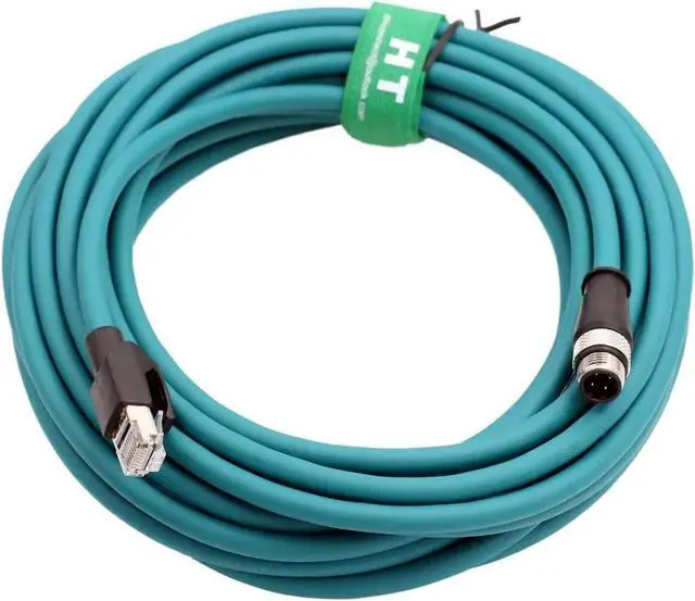 Main image of HangTon Ethernet M12 4 Pin D-Coding RJ45 CAT5e Shielded Cable for PC PLC Profinet Network PoE Power Smart Camera Code Reader Sensor 40m
