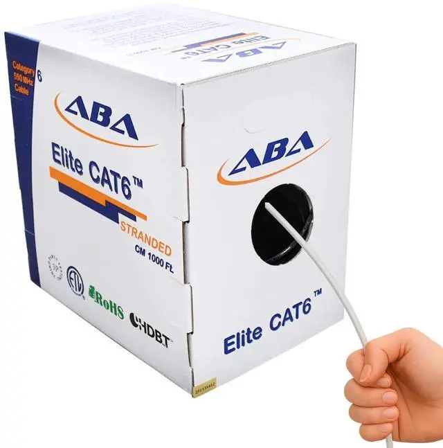 Elite Cat6 24AWG Stranded - CM, 1000ft, Unshielded, More Flexible, Bare Copper, 550MHz, ETL Listed & UL Listed, Bulk Ethernet Cable, Easy Pull Box, White | Create Custom Patch Cables